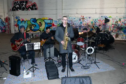 Jazz band performing at the groundbreaking celebration